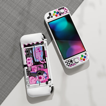 PlayVital ZealProtect ソフト TPU スリム保護ケース 親指グリップキャップと ABXY 方向ボタンキャップ付き Switch 有機el 用【PP & VV】