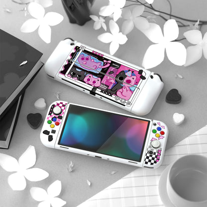 PlayVital ZealProtect ソフト TPU スリム保護ケース 親指グリップキャップと ABXY 方向ボタンキャップ付き Switch 有機el 用【PP & VV】