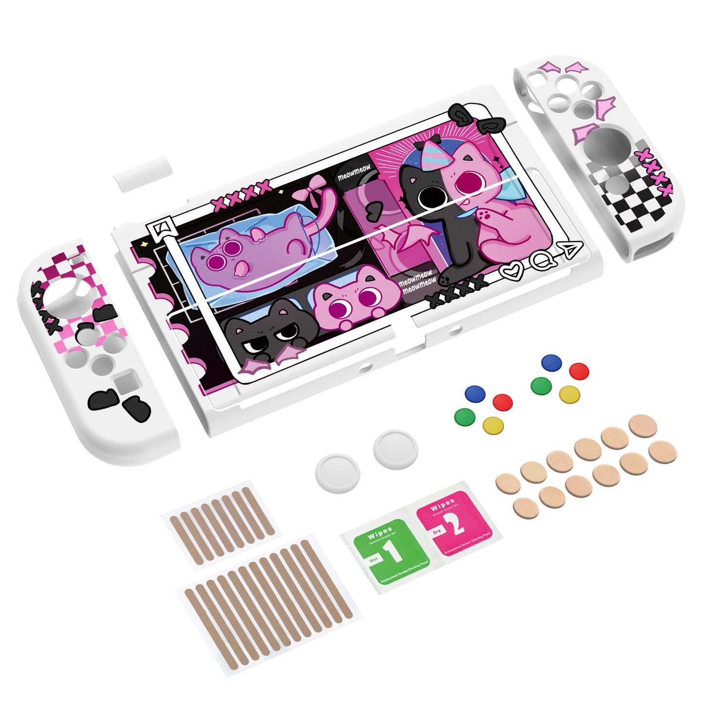 PlayVital ZealProtect ソフト TPU スリム保護ケース 親指グリップキャップと ABXY 方向ボタンキャップ付き Switch 有機el 用【PP & VV】