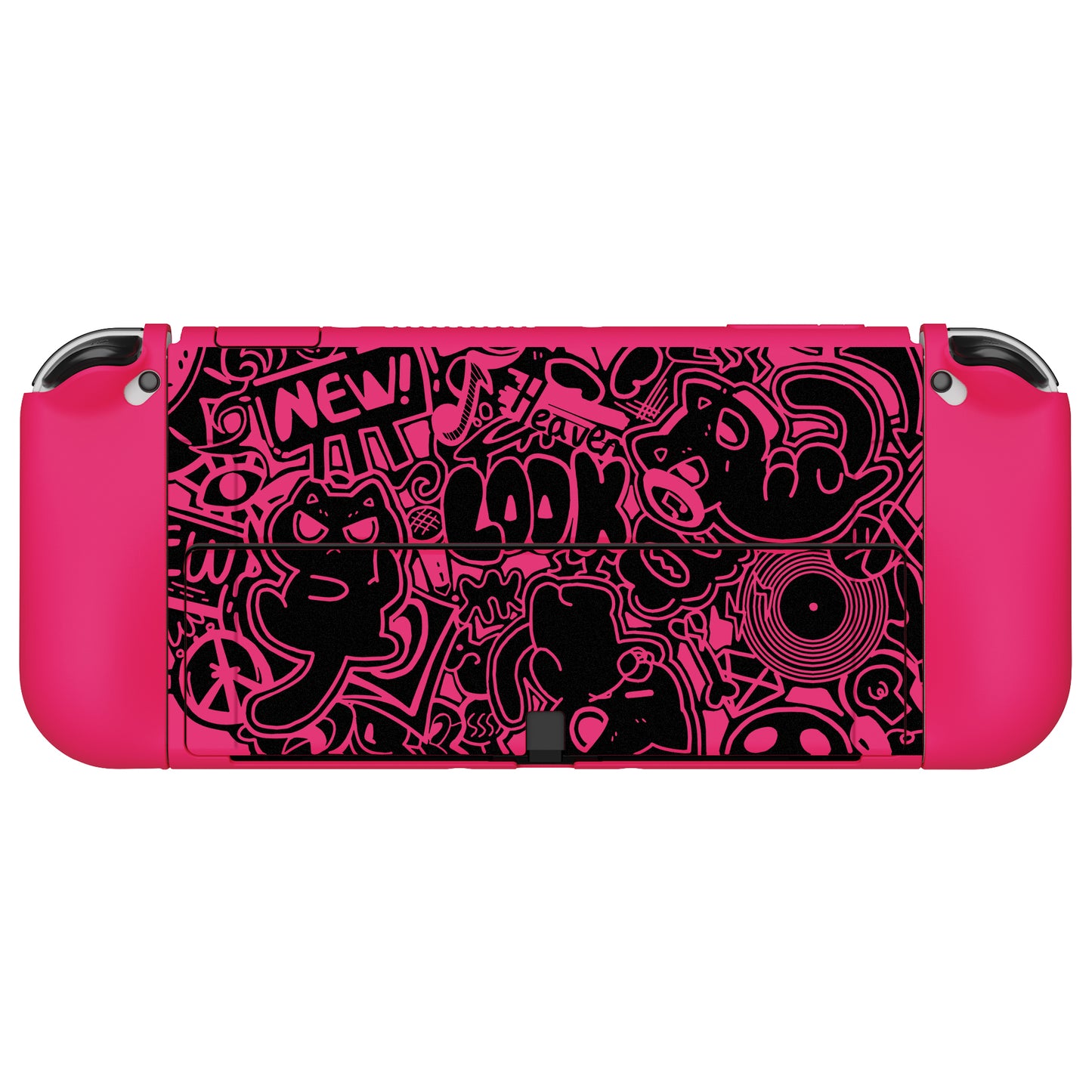 PlayVital ZealProtect ソフト TPU スリム保護ケース 親指グリップキャップと ABXY 方向ボタンキャップ付き Switch 有機el 用【VV & 濃いピンク】