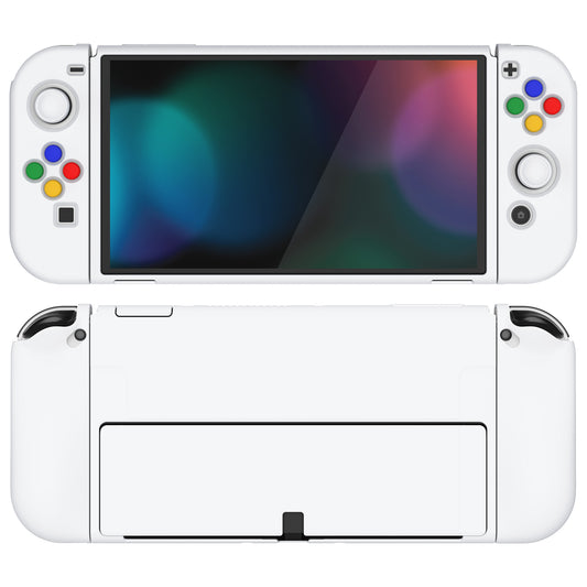 PlayVital ZealProtect ソフト TPU スリム保護ケース 親指グリップキャップと ABXY 方向ボタンキャップ付き Switch 有機el 用【ホワイト 】