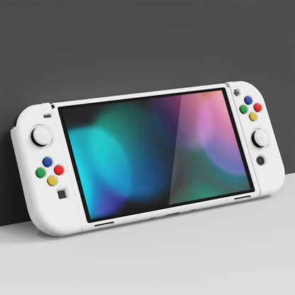 PlayVital ZealProtect ソフト TPU スリム保護ケース 親指グリップキャップと ABXY 方向ボタンキャップ付き Switch 有機el 用【ホワイト 】