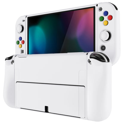 PlayVital ZealProtect ソフト TPU スリム保護ケース 親指グリップキャップと ABXY 方向ボタンキャップ付き Switch 有機el 用【ホワイト 】