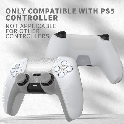 PlayVital 2セット アップグレード版 3Dスタッズ エディション 防滑シリコンカバー スキン (6つのサムグリップ & 2枚のステッカー付き) - PS5 コントローラー用、充電ドック対応【クリアホワイト】
