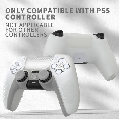 PlayVital 2セット アップグレード版 3Dスタッズ エディション 防滑シリコンカバー スキン (6つのサムグリップ & 2枚のステッカー付き) - PS5 コントローラー用、充電ドック対応【グリーン（グローインダーク）】