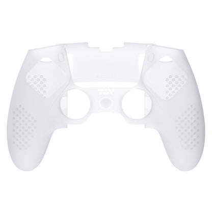 PlayVital 3D スタッズエディション 滑り止めシリコンカバーケース サムグリップキャップ付き PS5 Edge コントローラー用【クリアホワイト】