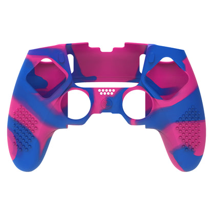 PlayVital 3D スタッズエディション 滑り止めシリコンカバーケース サムグリップキャップ付き PS5 Edge コントローラー用【ピンク&パープル&ブルー】