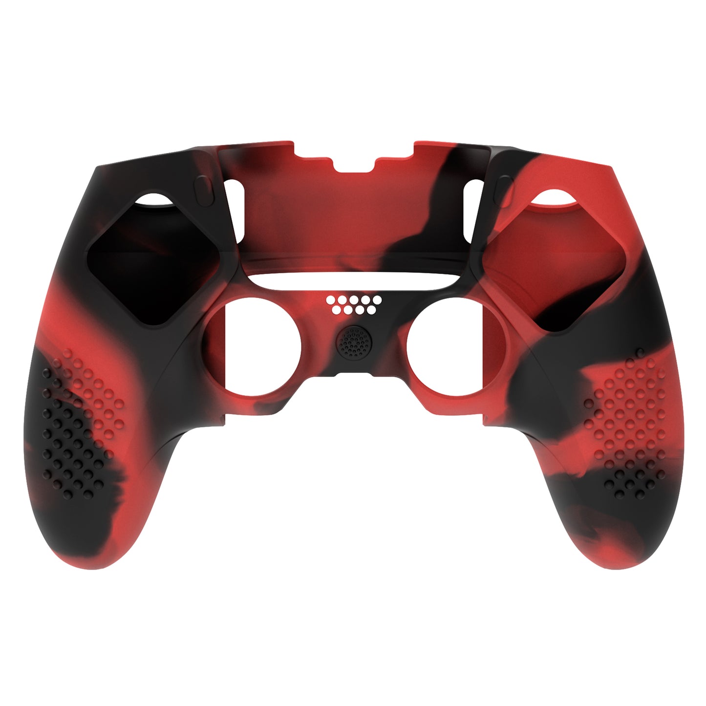 PlayVital 3D スタッズエディション 滑り止めシリコンカバーケース サムグリップキャップ付き PS5 Edge コントローラー用【レッド＆ブラック】