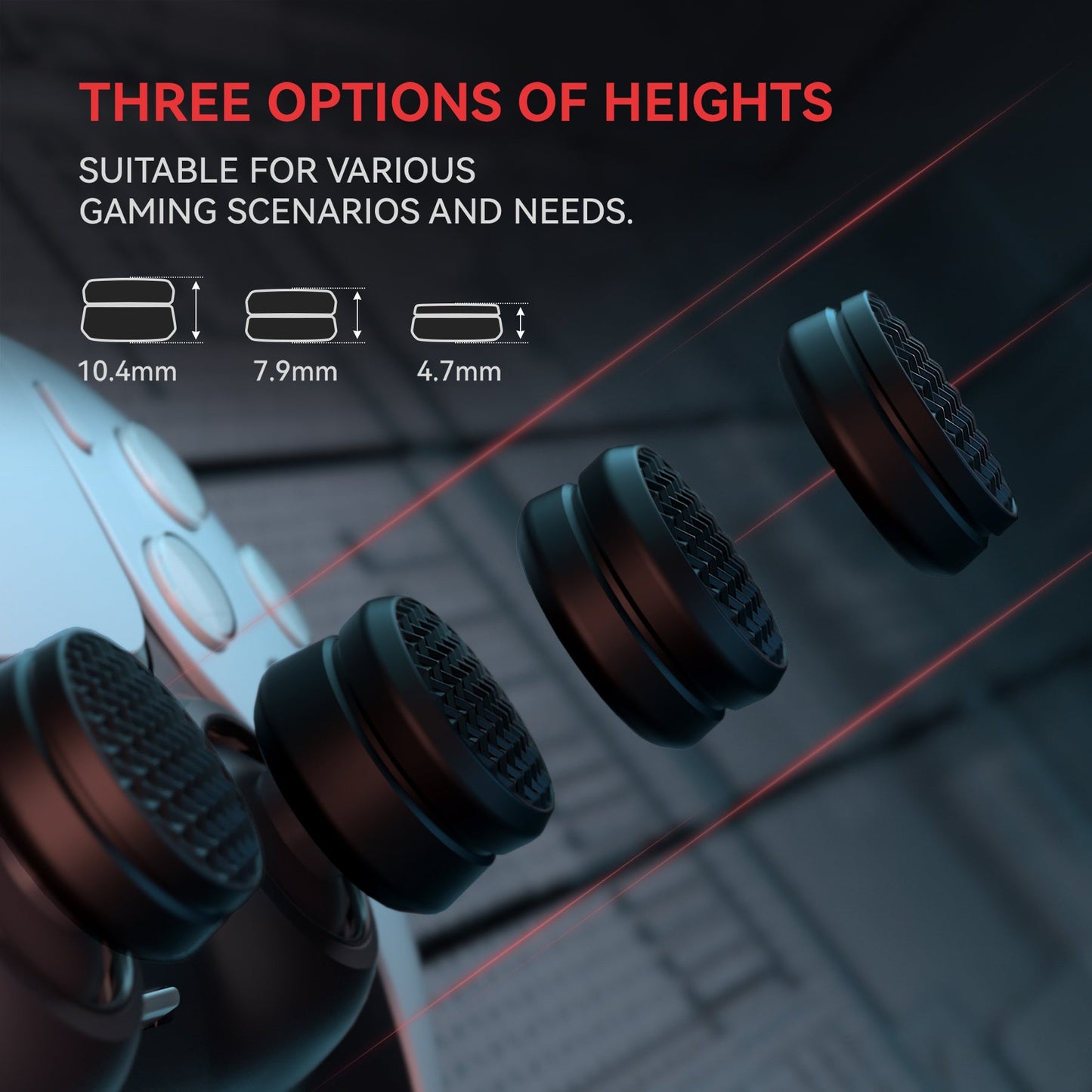 PlayVital Armor Thumbs Cushion Thumb Grips Caps for PS5 & PS4 & Switch Pro & Xbox Elite Series 2 & Xbox One & Xbox Core Wireless Controller - Black - PJM3067 PlayVital