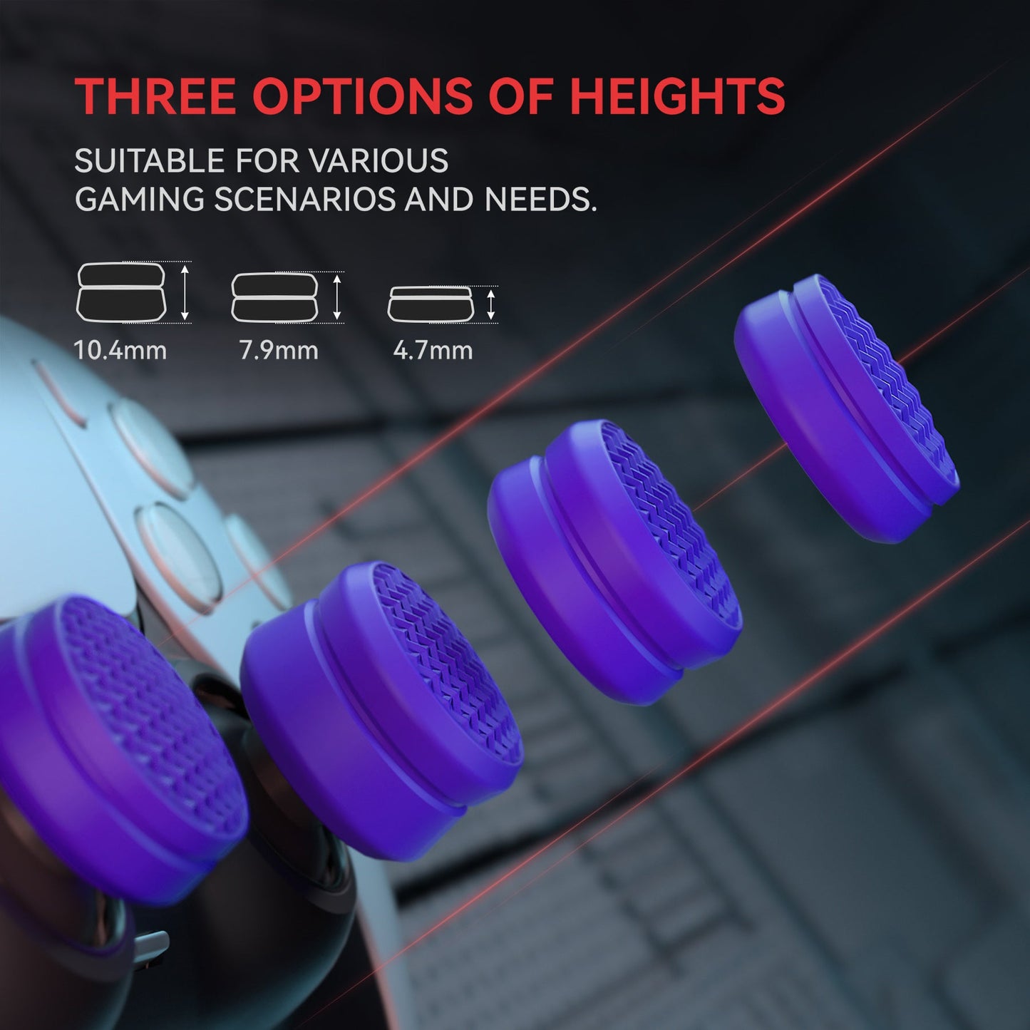 PlayVital Armor Thumbs Cushion Thumb Grips Caps for PS5 & PS4 & Switch Pro & Xbox Elite Series 2 & Xbox One & Xbox Core Wireless Controller - Purple - PJM3069 PlayVital