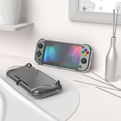 PlayVital Nintendo Switch Lite 用 クリアシリーズ ハード保護ケース 光沢仕上げ エルゴノミック ハードグリップカバー 画面保護ガラス・サムスティックグリップ・ボタンキャップ付き