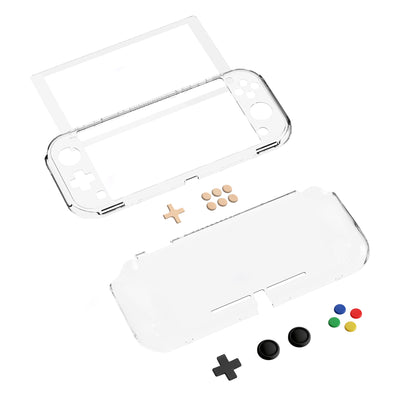 PlayVital Nintendo Switch Lite 用 クリアシリーズ ハード保護ケース 光沢仕上げ エルゴノミック ハードグリップカバー 画面保護ガラス・サムスティックグリップ・ボタンキャップ付き