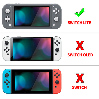 PlayVital Nintendo Switch Lite 用 クリアシリーズ ハード保護ケース 光沢仕上げ エルゴノミック ハードグリップカバー 画面保護ガラス・サムスティックグリップ・ボタンキャップ付き