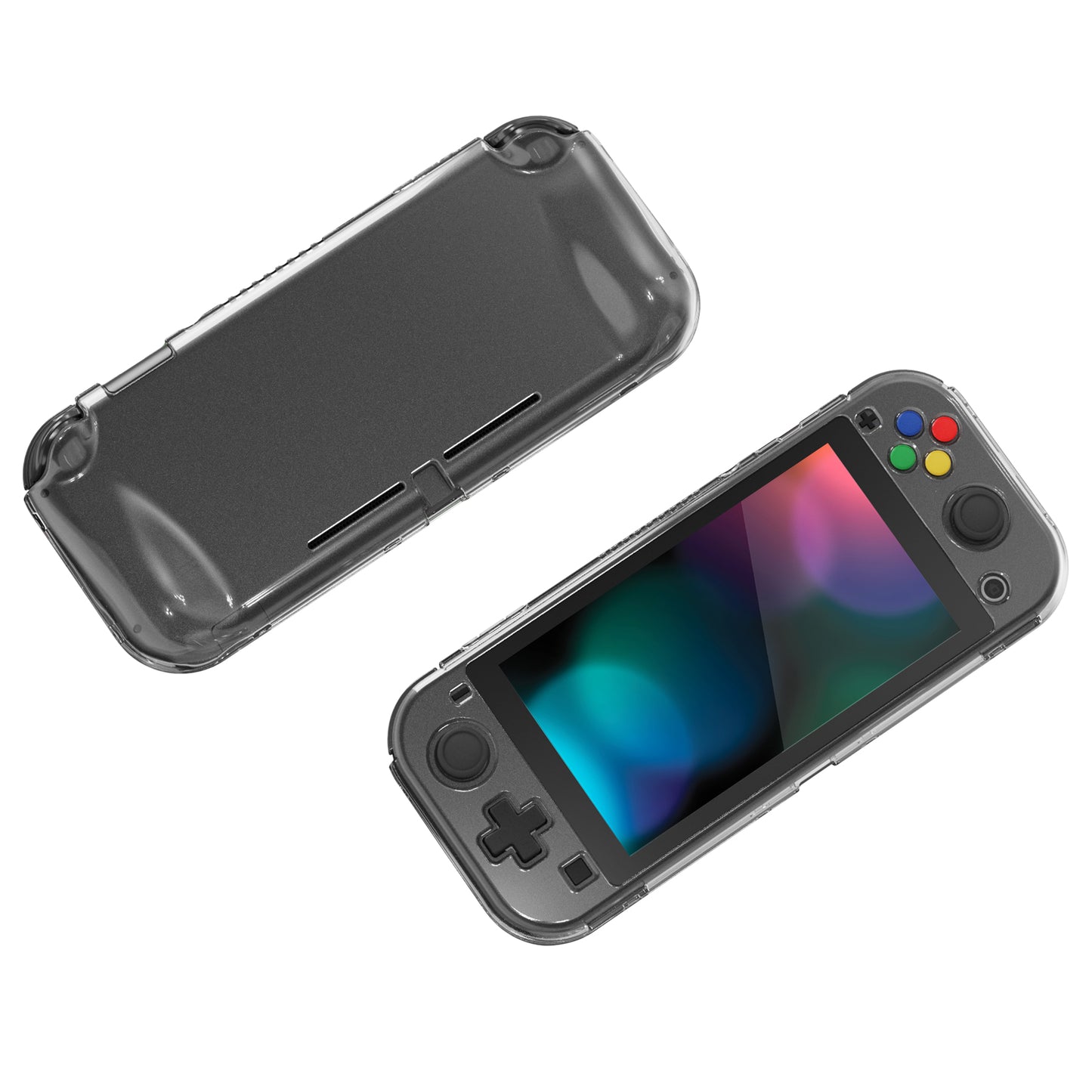 PlayVital Nintendo Switch Lite 用 クリアシリーズ ハード保護ケース 光沢仕上げ エルゴノミック ハードグリップカバー 画面保護ガラス・サムスティックグリップ・ボタンキャップ付き