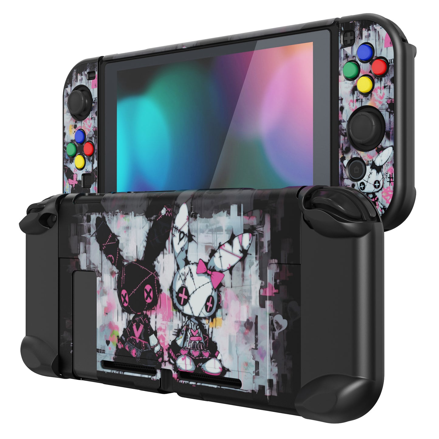 PlayVital カスタマイズ ドッキング可能 ハードシェル保護ケース NS Switch コンソール用【パンキーウサギ】