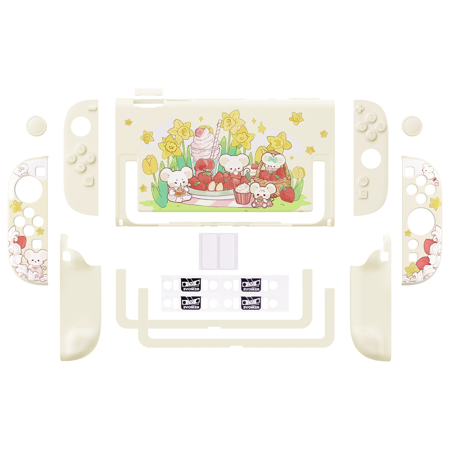 PlayVital キュートなカートゥーンデザイン ハード保護ケース Nintendo Switch 2 用 キズ防止・ドック対応 かわいいハードシェル サムグリップ＆ステッカー＆ボタンキャップ付き 【クリーミーネズミちゃんのピクニック】