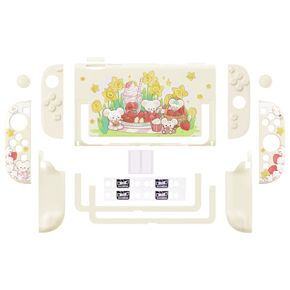 PlayVital キュートなカートゥーンデザイン ハード保護ケース Nintendo Switch 2 用 キズ防止・ドック対応 かわいいハードシェル サムグリップ＆ステッカー＆ボタンキャップ付き 【クリーミーネズミちゃんのピクニック】