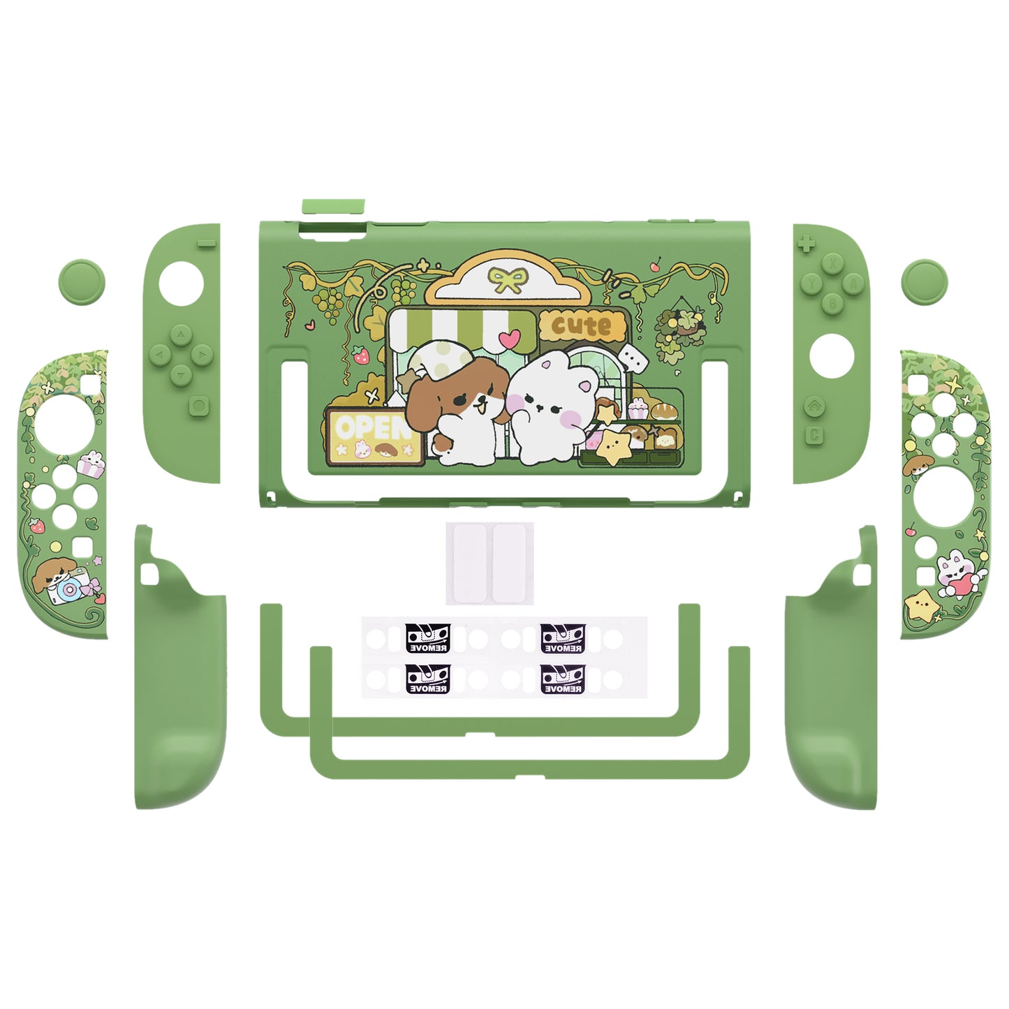 PlayVital キュートなカートゥーンデザイン ハード保護ケース Nintendo Switch 2 用 キズ防止・ドック対応 かわいいハードシェル サムグリップ＆ステッカー＆ボタンキャップ付き【森のパン屋さん】