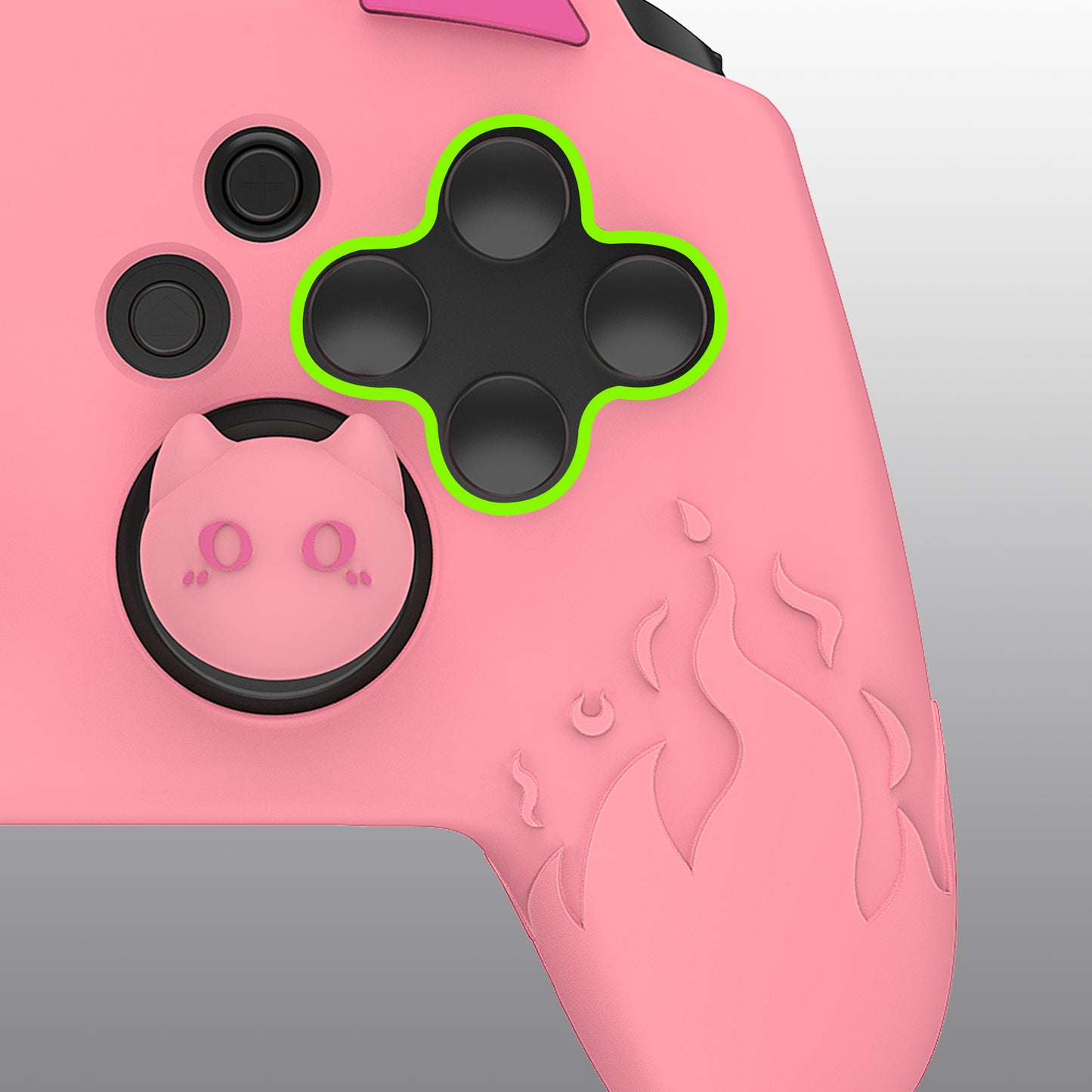 PlayVital かわいいデーモン シリコングリップカバー（サムグリップとステッカー付き） Nintendo Switch Pro コントローラー用【ピンク】
