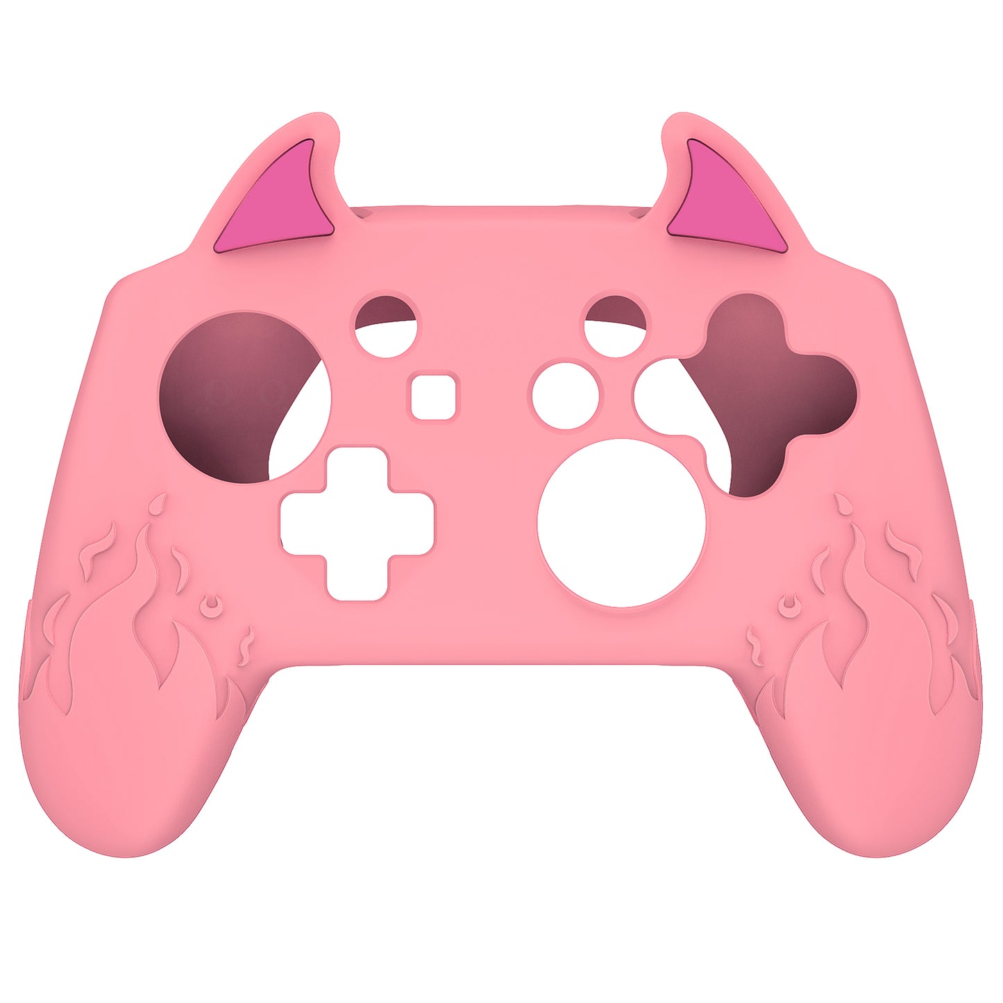 PlayVital かわいいデーモン シリコングリップカバー（サムグリップとステッカー付き） Nintendo Switch Pro コントローラー用【ピンク】