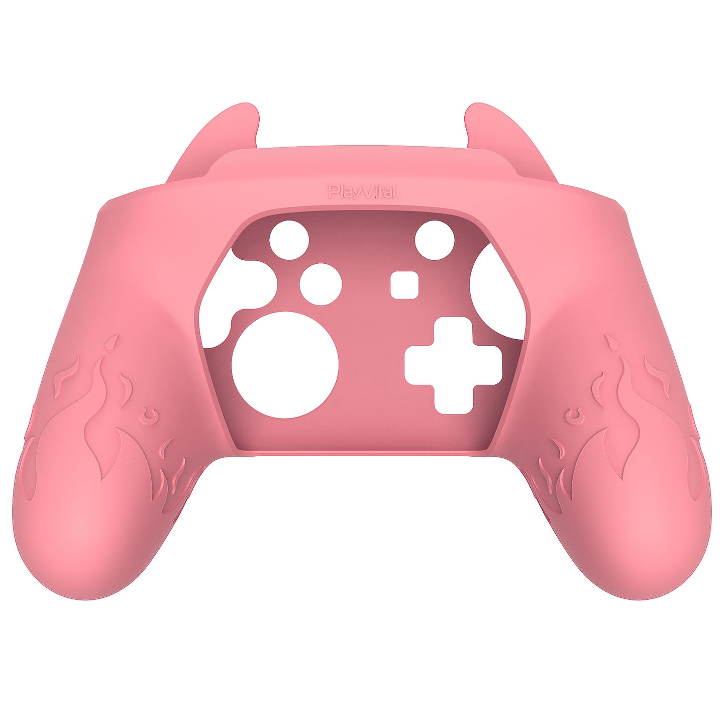 PlayVital かわいいデーモン シリコングリップカバー（サムグリップとステッカー付き） Nintendo Switch Pro コントローラー用【ピンク】