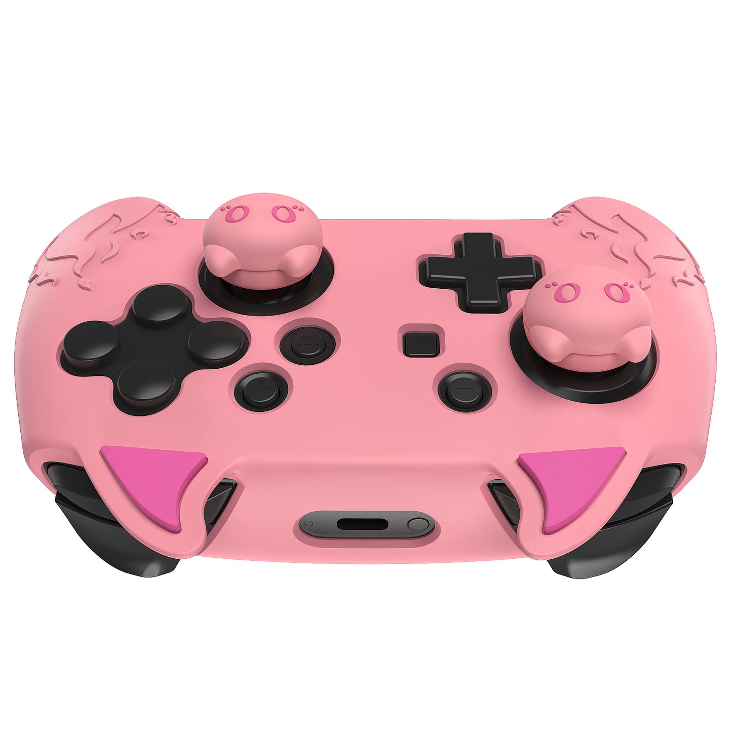 PlayVital かわいいデーモン シリコングリップカバー（サムグリップとステッカー付き） Nintendo Switch Pro コントローラー用【ピンク】