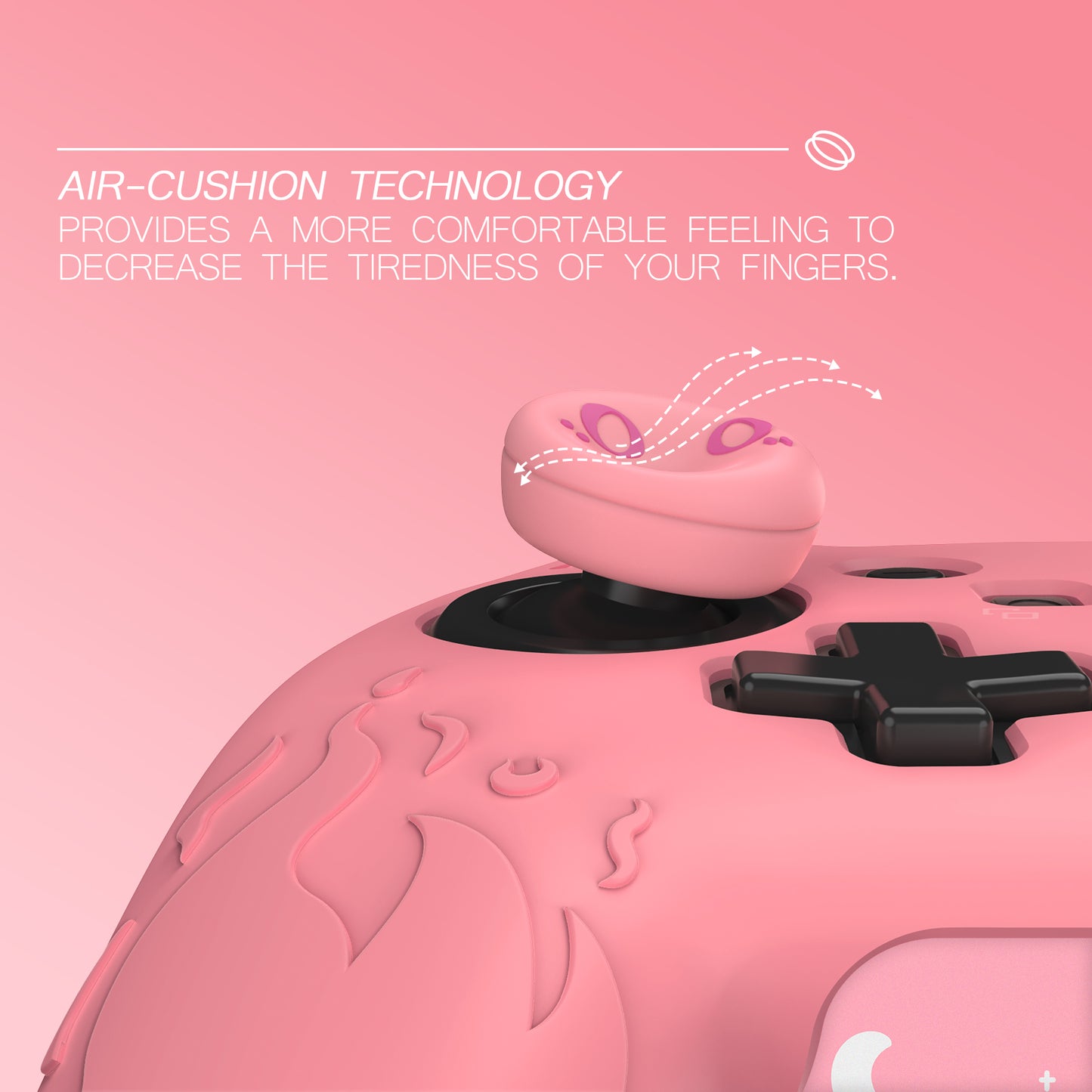 PlayVital かわいいデーモン シリコングリップカバー（サムグリップとステッカー付き） Nintendo Switch Pro コントローラー用【ピンク】