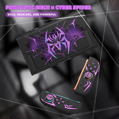 PlayVital サイバースパイダー 保護ケース Nintendo Switch 2 用 人間工学設計 滑り止めシリコングリップ ドック対応ハードケース ジョイスティックキャップ付き【ブラック】