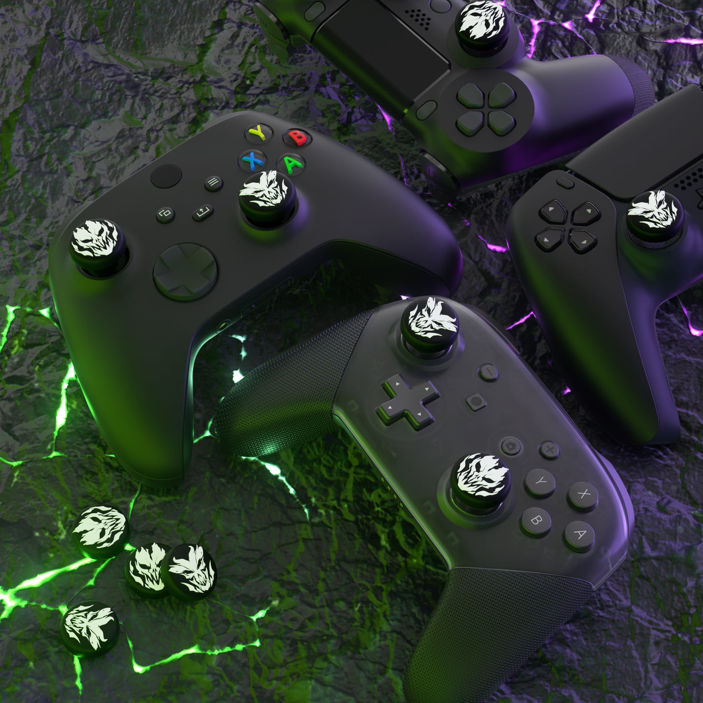 PlayVital ファイアデーモンズ サムグリップキャップ PS5&PS4&Xbox Series X/S&Switch Proコントローラー用