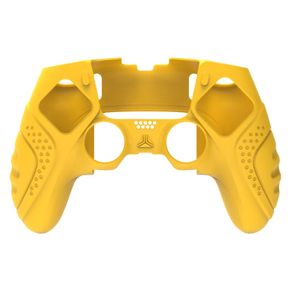 PlayVital Guardian Edition 滑り止め人間工学シリコンカバーケース 親指グリップキャップ付き PS5 Edge コントローラー用【黄色】