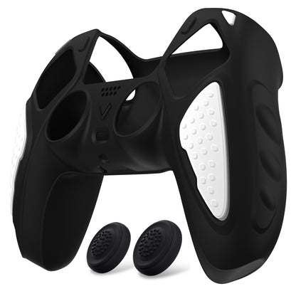 PlayVital Knight Edition 滑り止めシリコンカバースキン サムグリップキャップ付き PS5 ワイヤレスコントローラー用【黒や白】