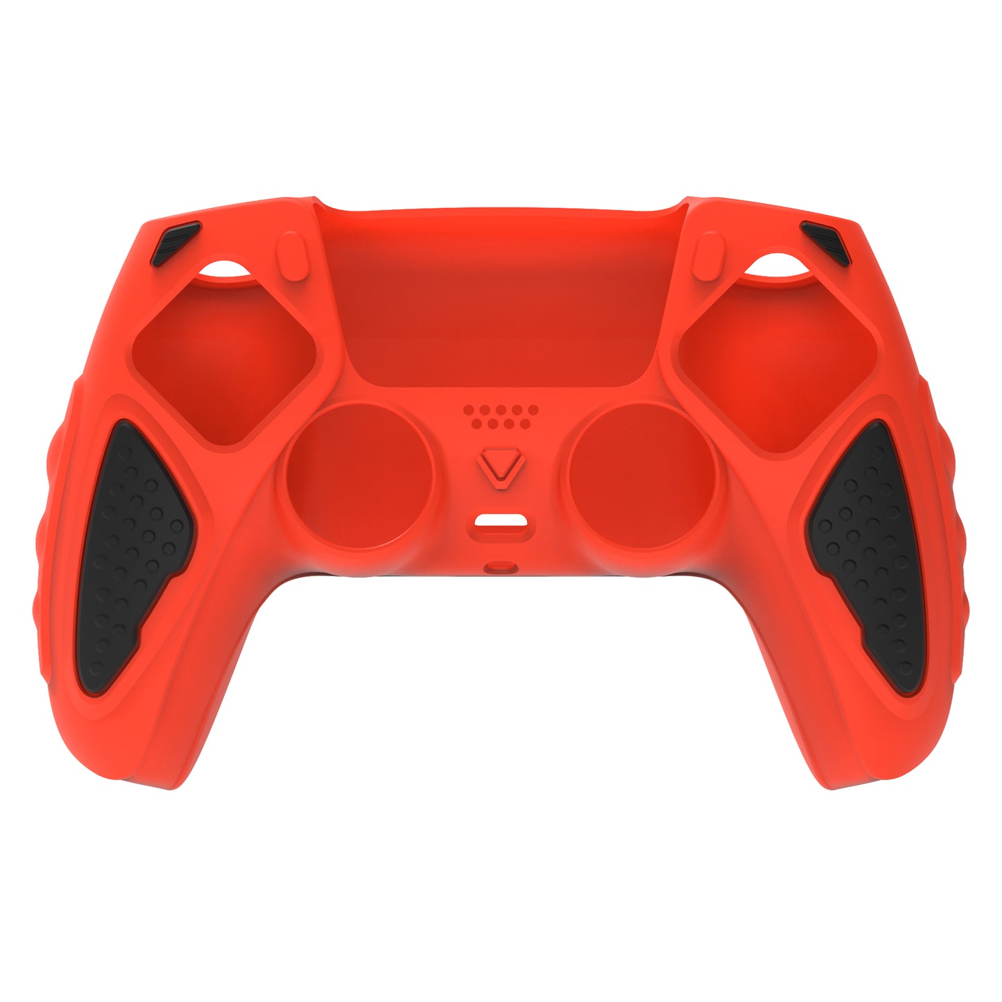 PlayVital Knight Edition 滑り止めシリコンカバースキン サムグリップキャップ付き PS5 ワイヤレスコントローラー用【赤やブラック】