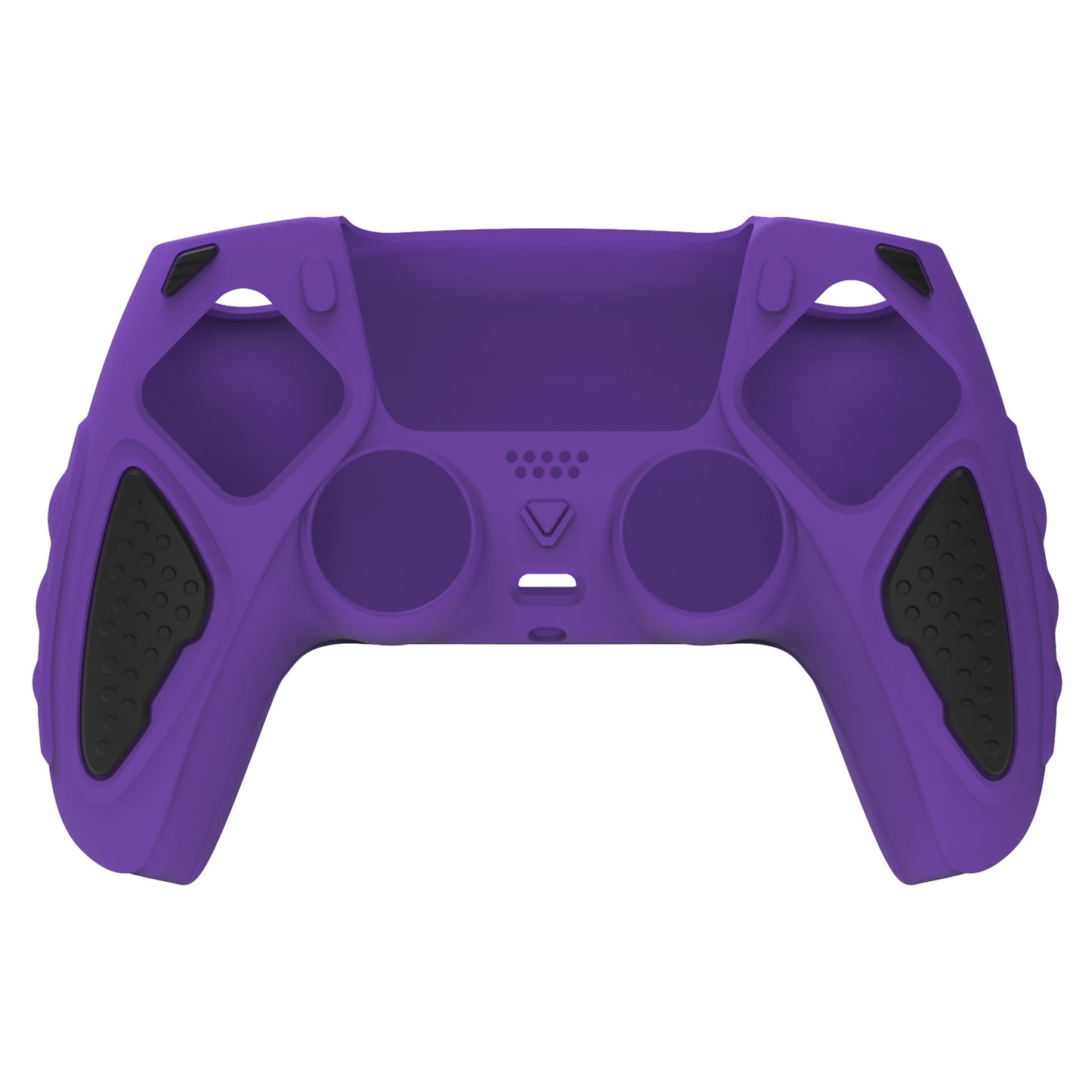 PlayVital Knight Edition 滑り止めシリコンカバースキン サムグリップキャップ付き PS5 ワイヤレスコントローラー用【紫やブラック】