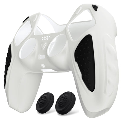 PlayVital Knight Edition 滑り止めシリコンカバースキン サムグリップキャップ付き PS5 ワイヤレスコントローラー用【白やブラック】
