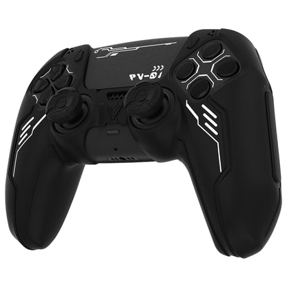 PlayVital Mecha Edition シリコンカバー with 2 ジョイスティックキャップと 6 ステッカー for PS5 コントローラー - 充電ステーション対応【ブラック】