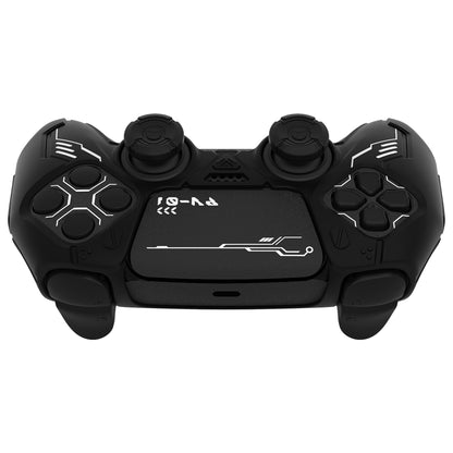 PlayVital Mecha Edition シリコンカバー with 2 ジョイスティックキャップと 6 ステッカー for PS5 コントローラー - 充電ステーション対応【ブラック】