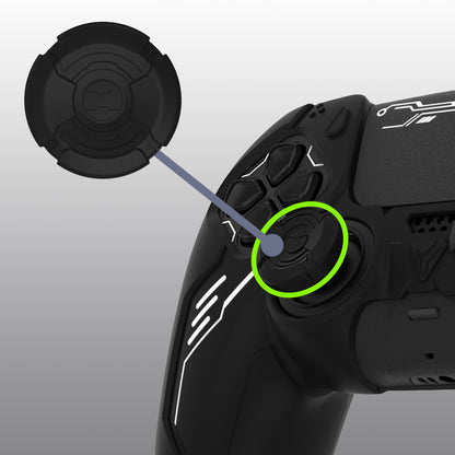 PlayVital Mecha Edition シリコンカバー with 2 ジョイスティックキャップと 6 ステッカー for PS5 コントローラー - 充電ステーション対応【ブラック】