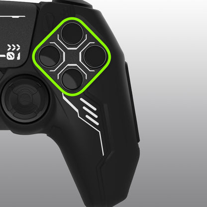 PlayVital Mecha Edition シリコンカバー with 2 ジョイスティックキャップと 6 ステッカー for PS5 コントローラー - 充電ステーション対応【ブラック】