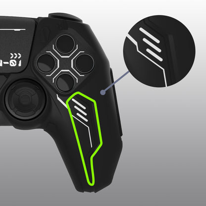 PlayVital Mecha Edition シリコンカバー with 2 ジョイスティックキャップと 6 ステッカー for PS5 コントローラー - 充電ステーション対応【ブラック】