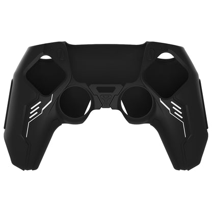PlayVital Mecha Edition シリコンカバー with 2 ジョイスティックキャップと 6 ステッカー for PS5 コントローラー - 充電ステーション対応【ブラック】