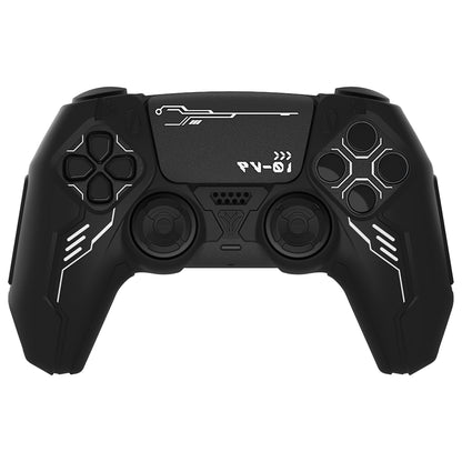 PlayVital Mecha Edition シリコンカバー with 2 ジョイスティックキャップと 6 ステッカー for PS5 コントローラー - 充電ステーション対応【ブラック】
