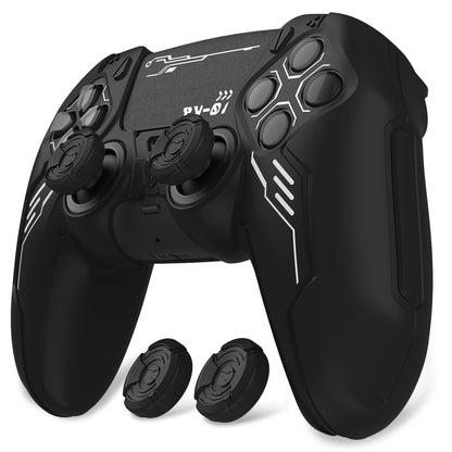 PlayVital Mecha Edition シリコンカバー with 2 ジョイスティックキャップと 6 ステッカー for PS5 コントローラー - 充電ステーション対応【ブラック】
