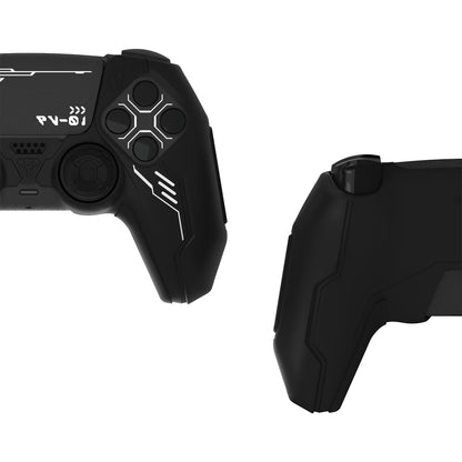 PlayVital Mecha Edition シリコンカバー with 2 ジョイスティックキャップと 6 ステッカー for PS5 コントローラー - 充電ステーション対応【ブラック】