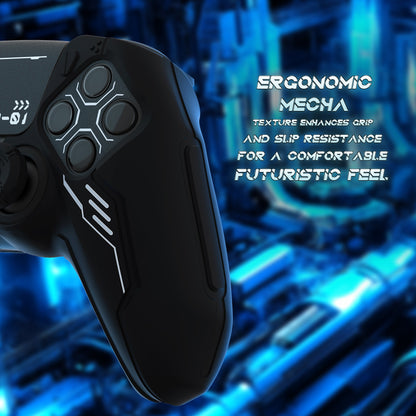 PlayVital Mecha Edition シリコンカバー with 2 ジョイスティックキャップと 6 ステッカー for PS5 コントローラー - 充電ステーション対応【ブラック】