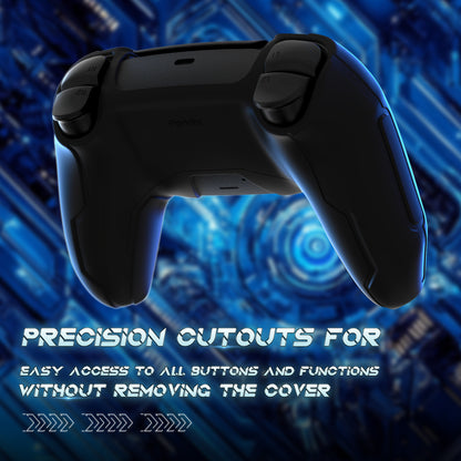 PlayVital Mecha Edition シリコンカバー with 2 ジョイスティックキャップと 6 ステッカー for PS5 コントローラー - 充電ステーション対応【ブラック】