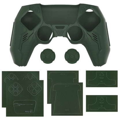 PlayVital Mecha Edition シリコンカバー with 2 ジョイスティックキャップと 6 ステッカー for PS5 コントローラー - 充電ステーション対応【レーシンググリーン】