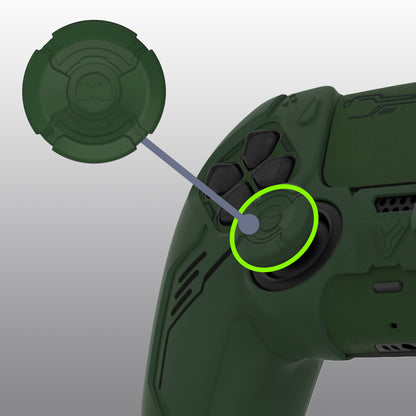 PlayVital Mecha Edition シリコンカバー with 2 ジョイスティックキャップと 6 ステッカー for PS5 コントローラー - 充電ステーション対応【レーシンググリーン】