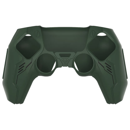 PlayVital Mecha Edition シリコンカバー with 2 ジョイスティックキャップと 6 ステッカー for PS5 コントローラー - 充電ステーション対応【レーシンググリーン】