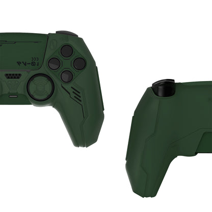 PlayVital Mecha Edition シリコンカバー with 2 ジョイスティックキャップと 6 ステッカー for PS5 コントローラー - 充電ステーション対応【レーシンググリーン】