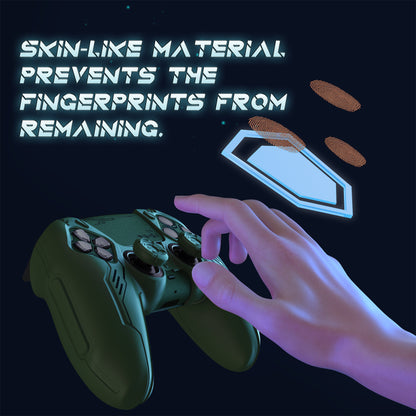 PlayVital Mecha Edition シリコンカバー with 2 ジョイスティックキャップと 6 ステッカー for PS5 コントローラー - 充電ステーション対応【レーシンググリーン】